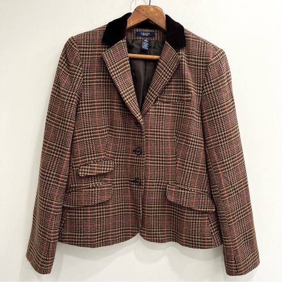 Chaps by Ralph Lauren Wool Blend Houndstooth Plaid Riding Jacket/Blazer Size 10 - Picture 1 of 11
